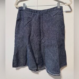 CAbi Blue Chambray Linen Patchwork A-line Skirt